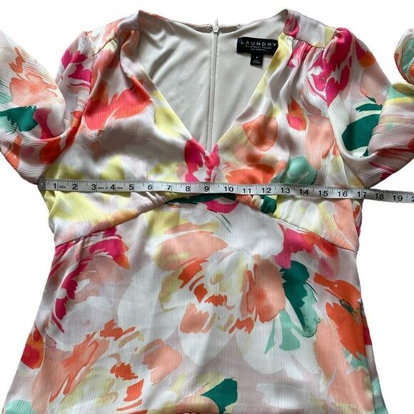 Laundry by Shelli Segal Floral Multicolored Long Sleeve Dress Size 6 - Picture 12 of 16